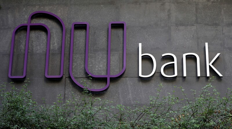 The logo of Nubank, a Brazilian FinTech startup, is pictured at the bank's headquarters in Sao Paulo